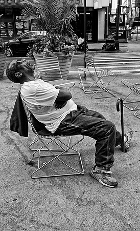 Snoozing in Times square